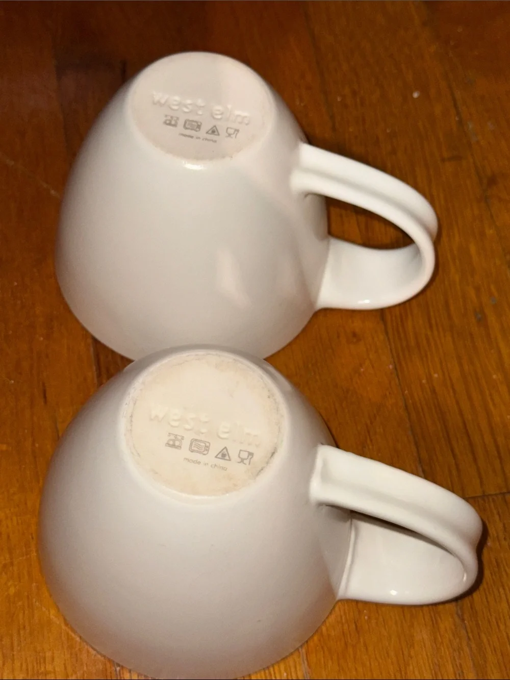 WEST ELM white coffee tea mug cups set of 2 bundle